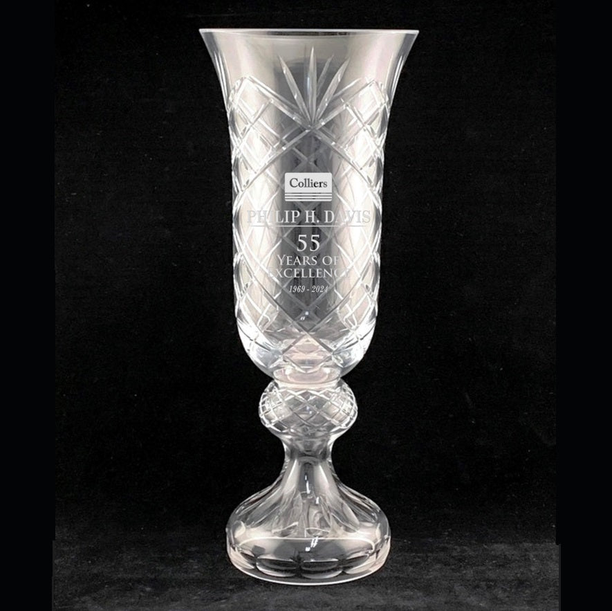 18" CUT CRYSTAL HURRICANE VASE