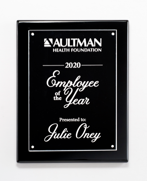 Clear Acrylic Plate on Black High Gloss Plaque