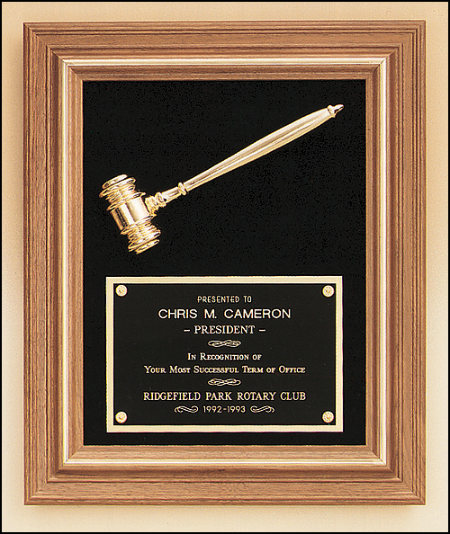 American Walnut Frame Gavel Plaque