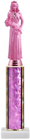 PRETTY IN PINK TROPHY WITH PINK ROUND COLUMN