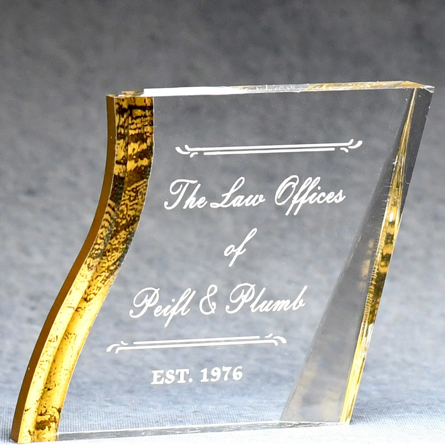 GOLD/CLEAR ACRYLIC PAPERWEIGHT