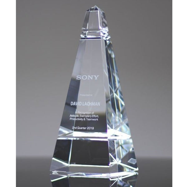 Custom crystal obelisk fine awards for recognition of top performers ...